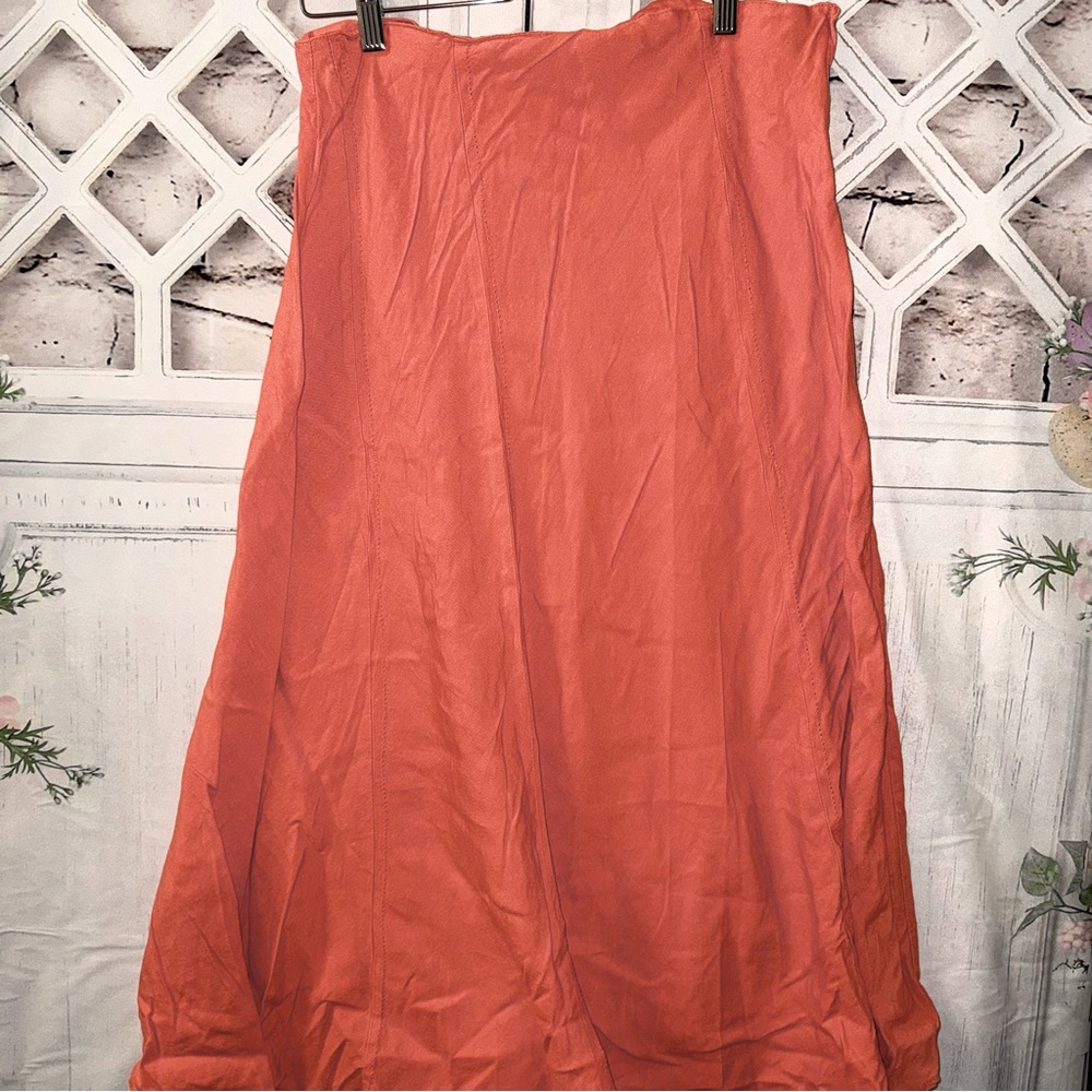 Jaime Nicole Orange 55% Linen Long Skirt